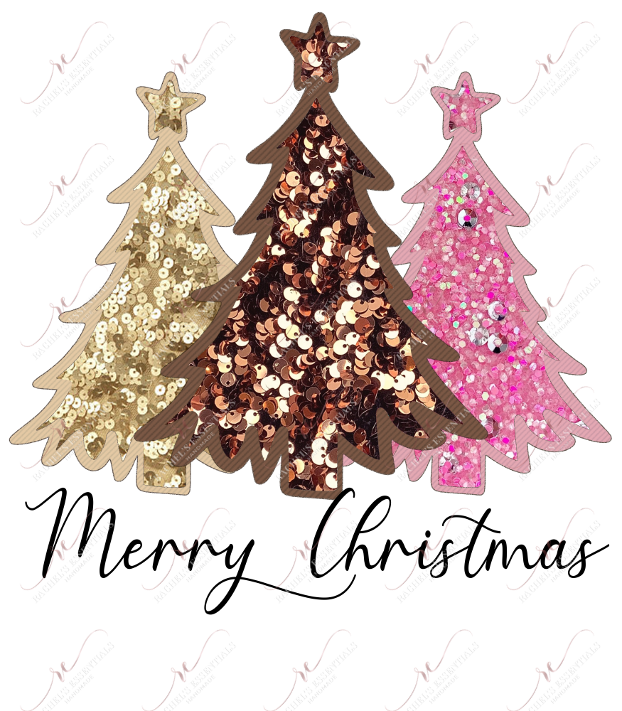 Faux Sequin Merry Christmas - Ready To Press Sublimation Transfer Print Sublimation