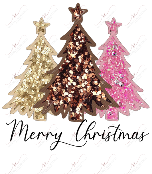 Faux Sequin Merry Christmas - Ready To Press Sublimation Transfer Print Sublimation