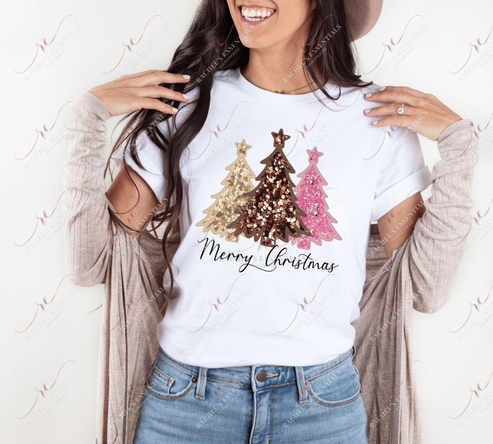 Faux Sequin Merry Christmas - Ready To Press Sublimation Transfer Print Sublimation