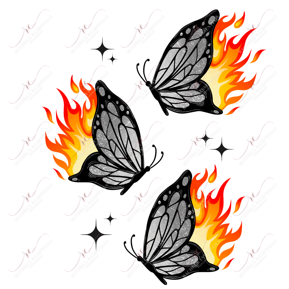 Fire Butterflies - Clear Cast Decal