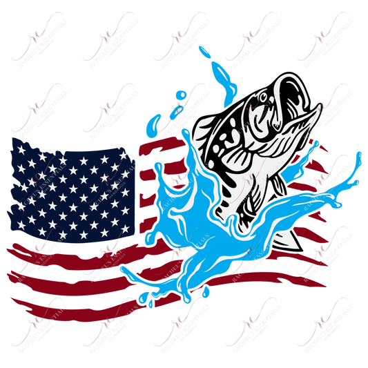 Fish And Flag - Htv Transfer