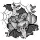 Floral Bat (Black Web)- Clear Cast Decal