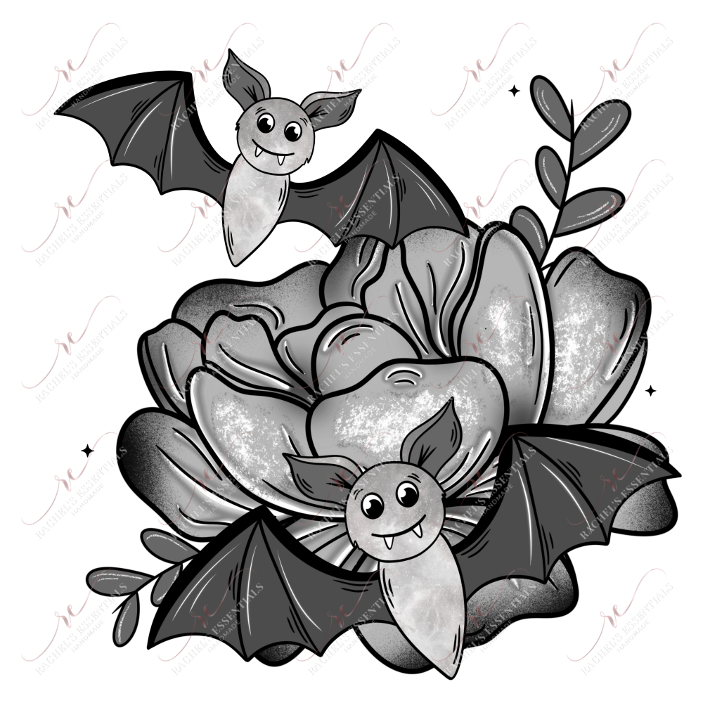 Floral Bat- Clear Cast Decal