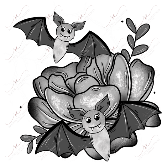 Floral Bat- Clear Cast Decal