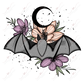 Floral Bat - Ready To Press Sublimation Transfer Print Sublimation