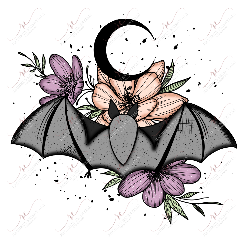 Floral Bat - Ready To Press Sublimation Transfer Print Sublimation