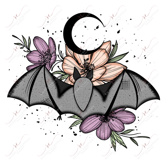 Floral Bat - Ready To Press Sublimation Transfer Print Sublimation