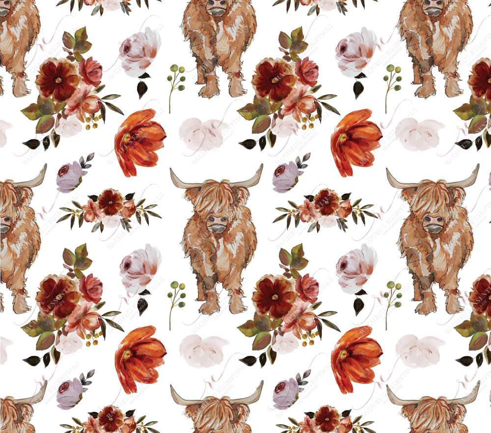 Floral Highland Cow - Vinyl Wrap Vinyl