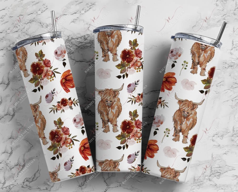 Floral Highland Cow - Vinyl Wrap Vinyl