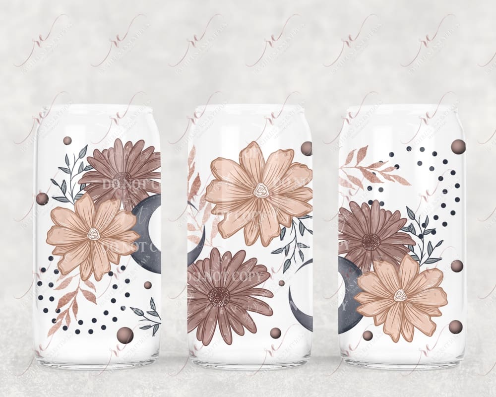 Floral Moon Clusters - Libbey/Beer Can Glass Sublimation