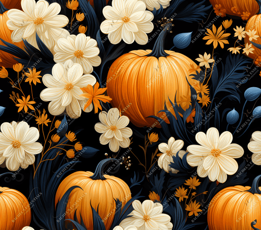 Floral Pumpkins - Ready To Press Sublimation Transfer Print Seamless Sublimation