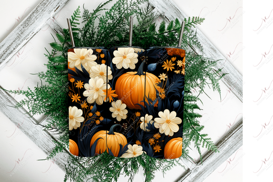 Floral Pumpkins - Ready To Press Sublimation Transfer Print Seamless Sublimation