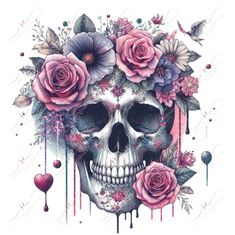 Floral Skull - Clear Cast Decal