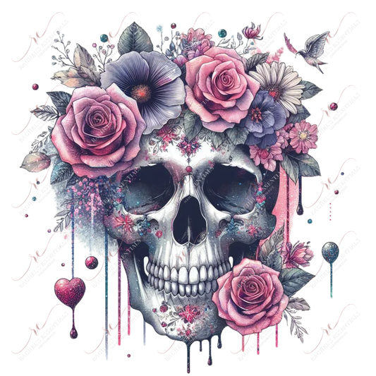 Floral Skull - Clear Cast Decal