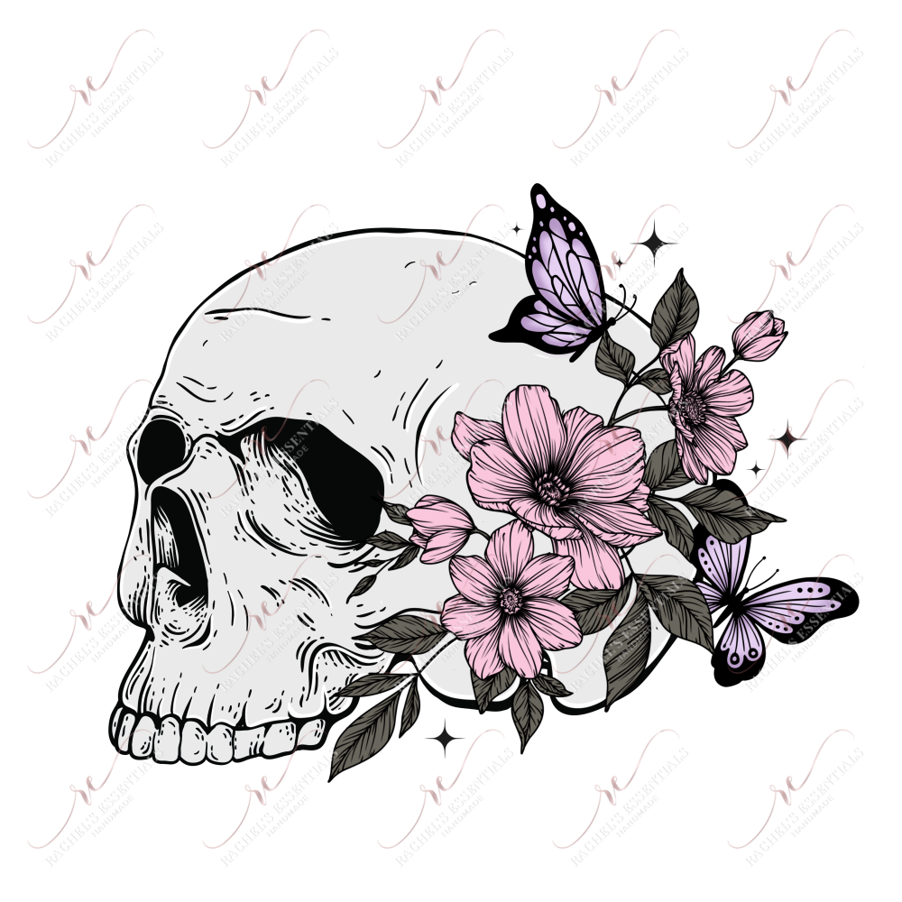 Floral Skull - Clear Cast Decal