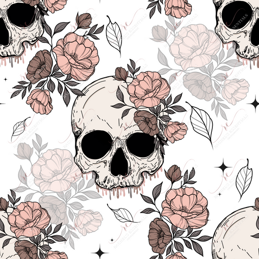 Floral Skulls Big - Ready To Press Sublimation Transfer Print Sublimation