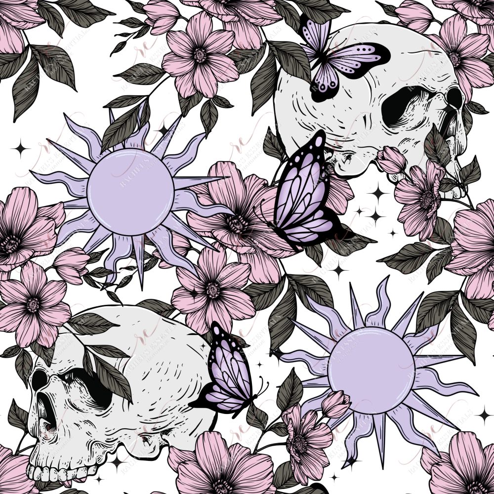 Floral Skulls - Ready To Press Sublimation Transfer Print Sublimation