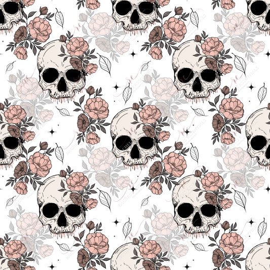 Floral Skulls - Ready To Press Sublimation Transfer Print Sublimation