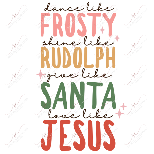 Frosty Rudolph Santa Jesus - Clear Cast Decal