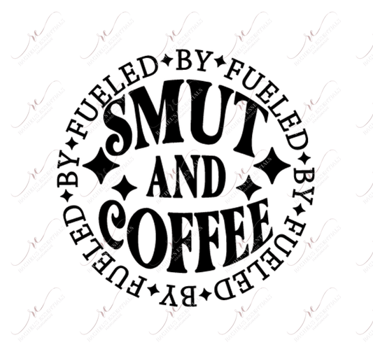 Fueled By Smut And Coffee Pocket- Clear Cast Decal