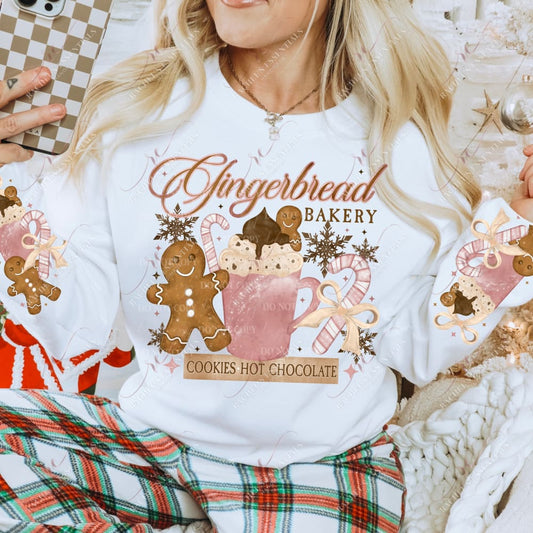 Gingerbread Bakery Sleeve - Ready To Press Sublimation Transfer Print 10/23 Sublimation