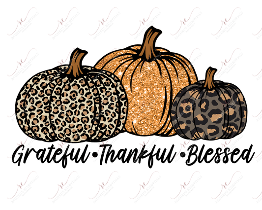 Grateful Thankful Blessed Leopard Pumpkins - Ready To Press Sublimation Transfer Print Sublimation