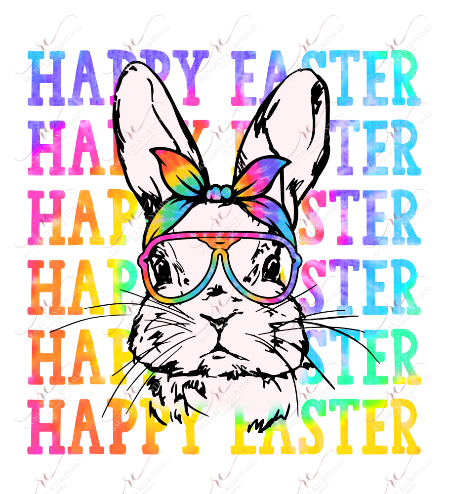 Happy Easter Colorful Bunny - Ready To Press Sublimation Transfer Print Sublimation