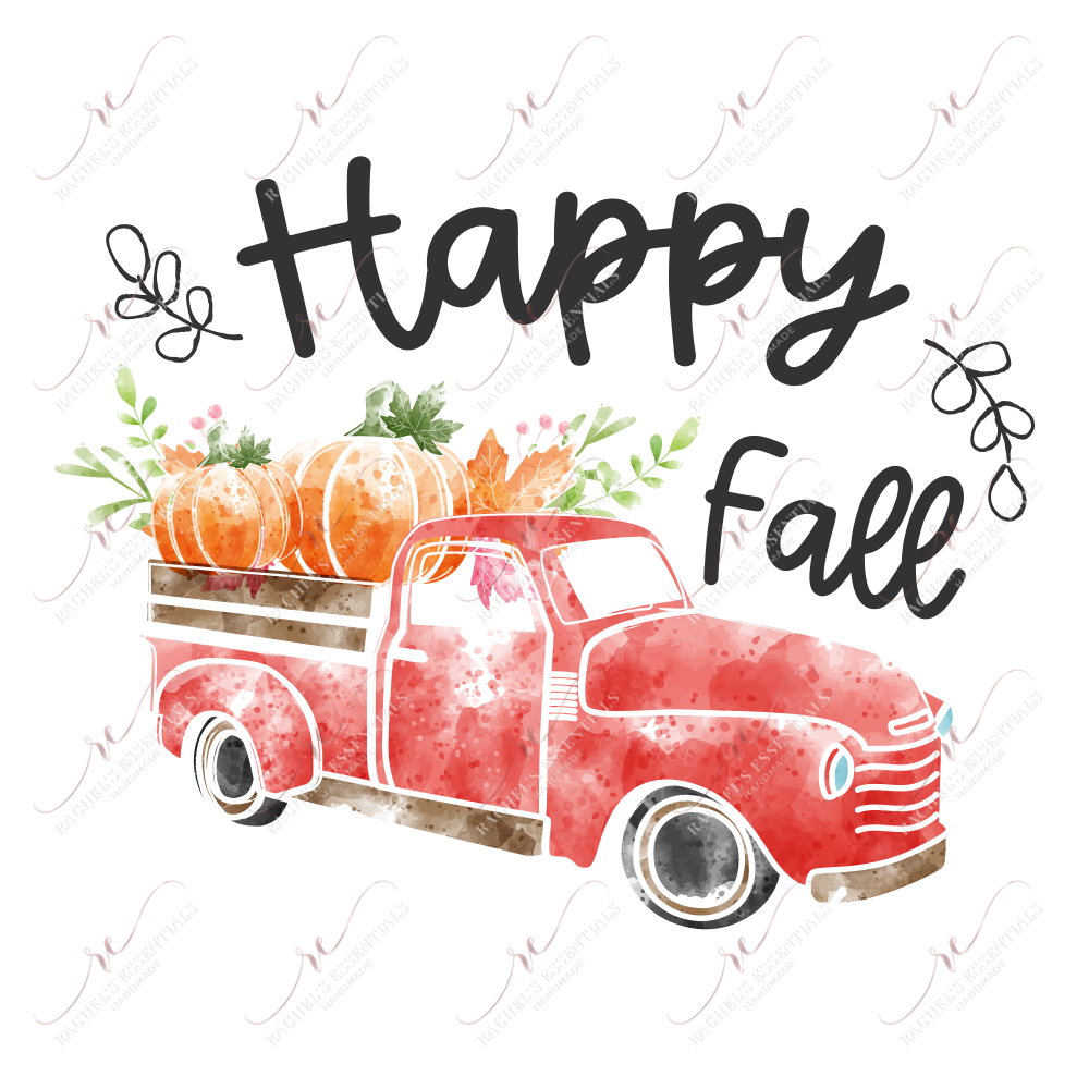 Sublimation 1.99 Happy fall red truck  - ready to press sublimation transfer print freeshipping - Rachel's Essentials