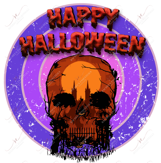 Happy Halloween Skull - Ready To Press Sublimation Transfer Print Sublimation