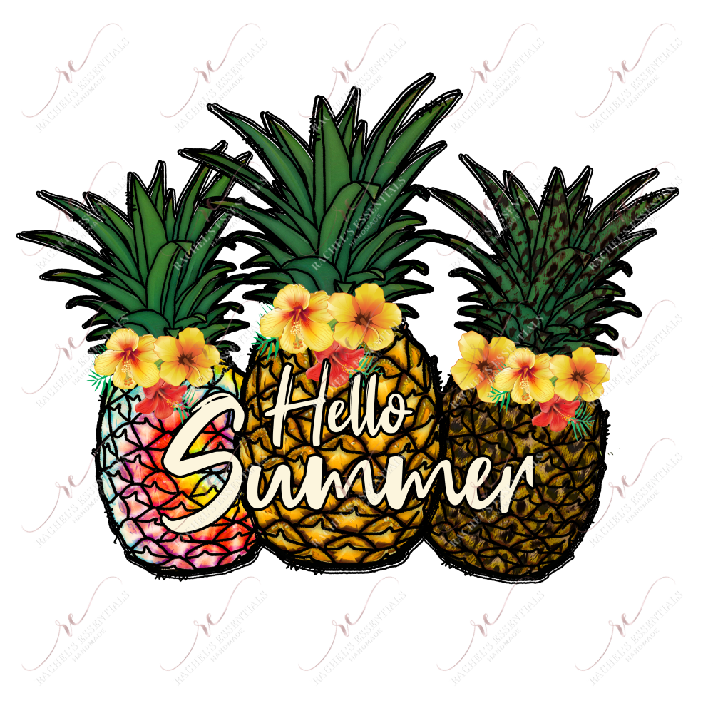 Hello Summer Pineapples - Ready To Press Sublimation Transfer Print Sublimation