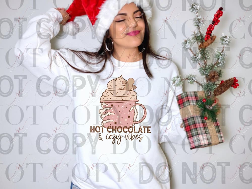 Hot Chocolate And Cozy Vibes - Ready To Press Sublimation Transfer Print Sublimation