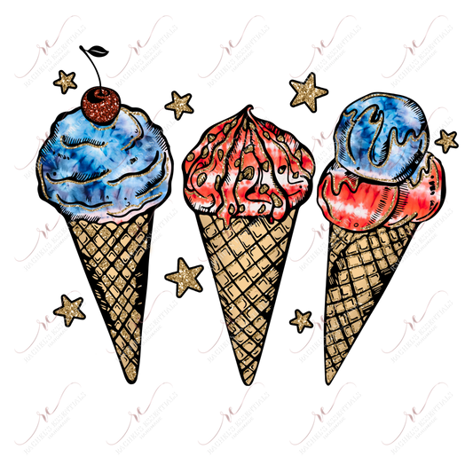 Ice Cream Comes Red White Blue - Clear Cast Decal