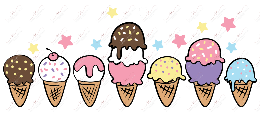 Ice Cream Cones - Ready To Press Sublimation Transfer Print Sublimation