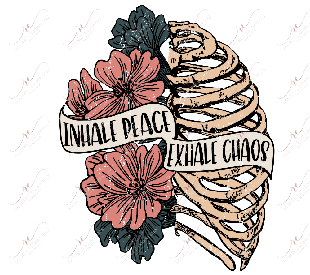 Inhale Peace Exhale Chaos (Distressed) - Ready To Press Sublimation Transfer Print Sublimation