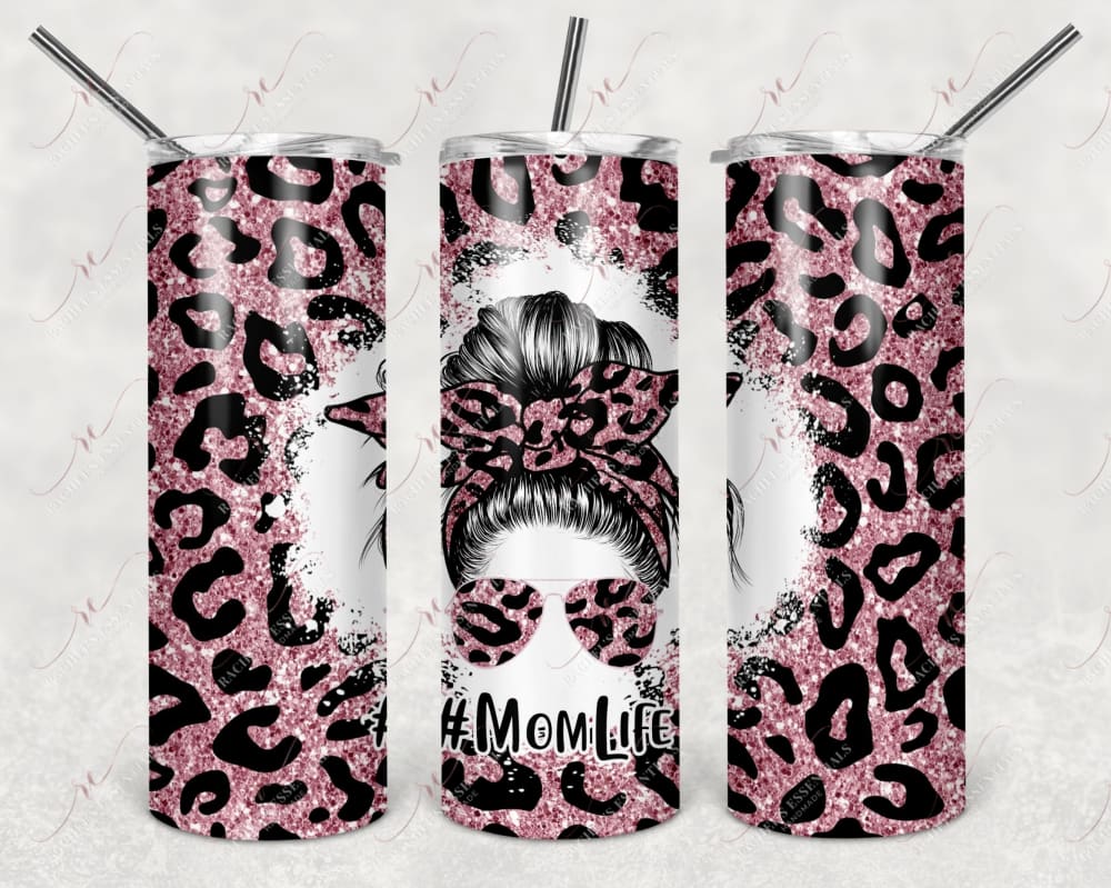 Leopard Messy Bun Mom Life Wrap- Ready To Press Sublimation Transfer Print Sublimation