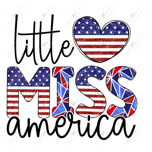 Little Miss America Red White Blue - Ready To Press Sublimation Transfer Print Sublimation