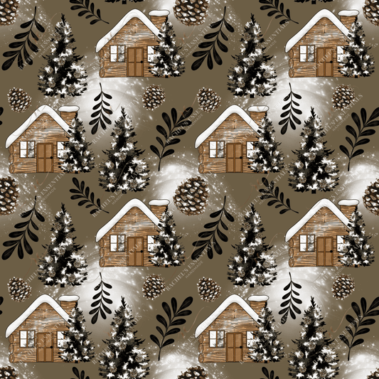 Log Cabin - Ready To Press Sublimation Transfer Print Seamless Sublimation