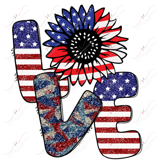 Love Red White Blue - Ready To Press Sublimation Transfer Print Sublimation