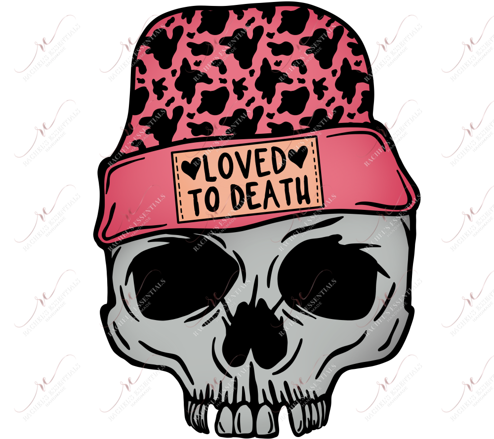 Loved To Death Skull - Clear Cast Decal