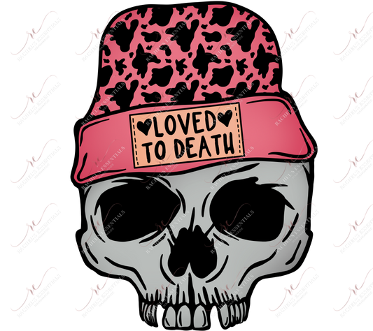 Loved To Death Skull - Clear Cast Decal