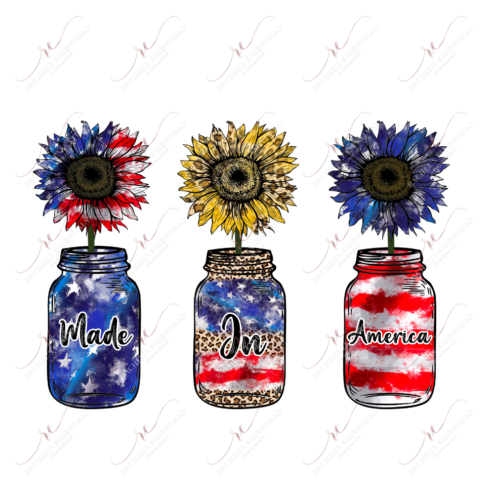 Made In America Mason Jars - Ready To Press Sublimation Transfer Print Sublimation
