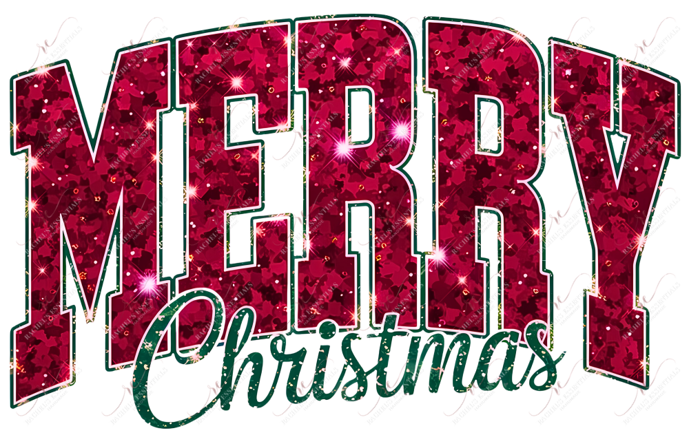 Merry Christmas Faux - Ready To Press Sublimation Transfer Print Sublimation