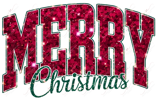 Merry Christmas Faux - Ready To Press Sublimation Transfer Print Sublimation