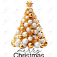 Gold Christmas tree filled with white & gold ornaments. Topped with a gold star