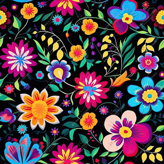 Mexical Floral - Ready To Press Sublimation Transfer Print Seamless 12/23 Sublimation