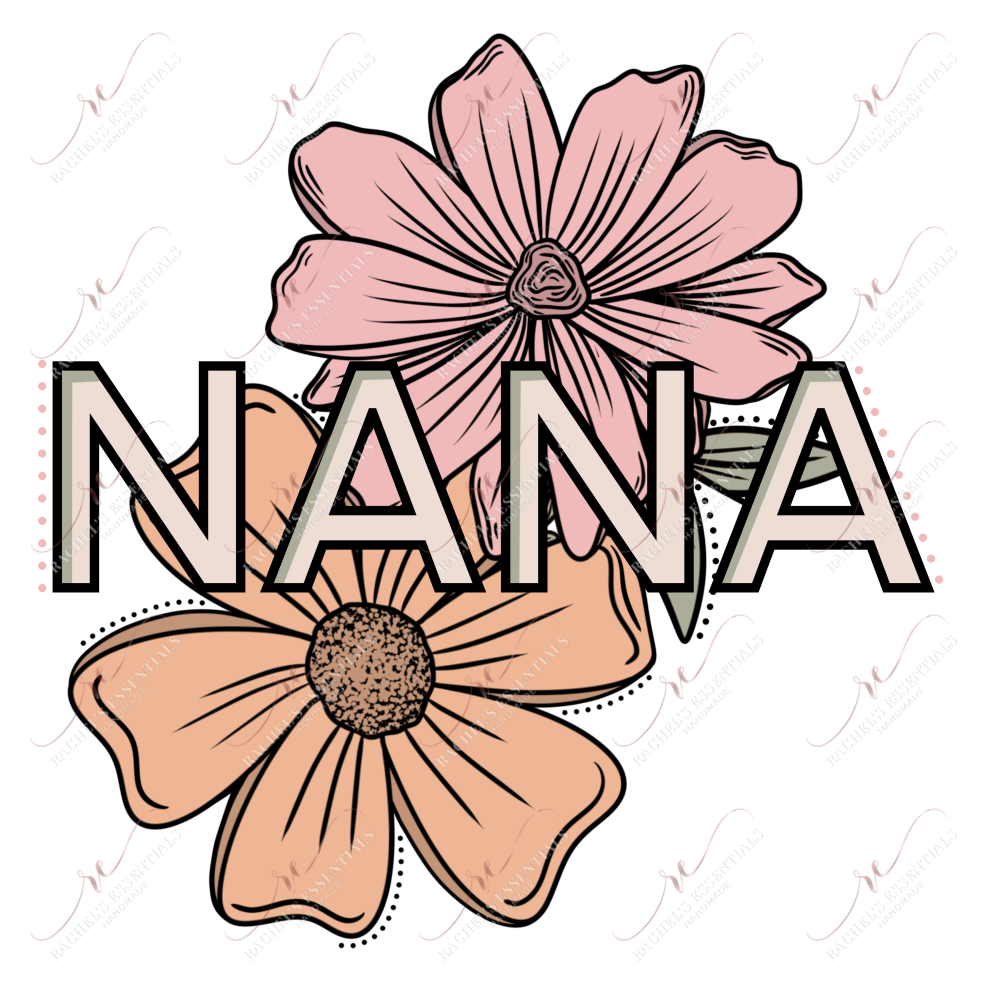 Nana Flowers- Ready To Press Sublimation Transfer Print Sublimation