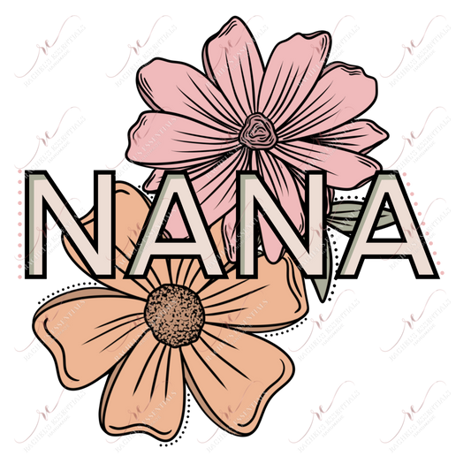 Nana Flowers- Ready To Press Sublimation Transfer Print Sublimation