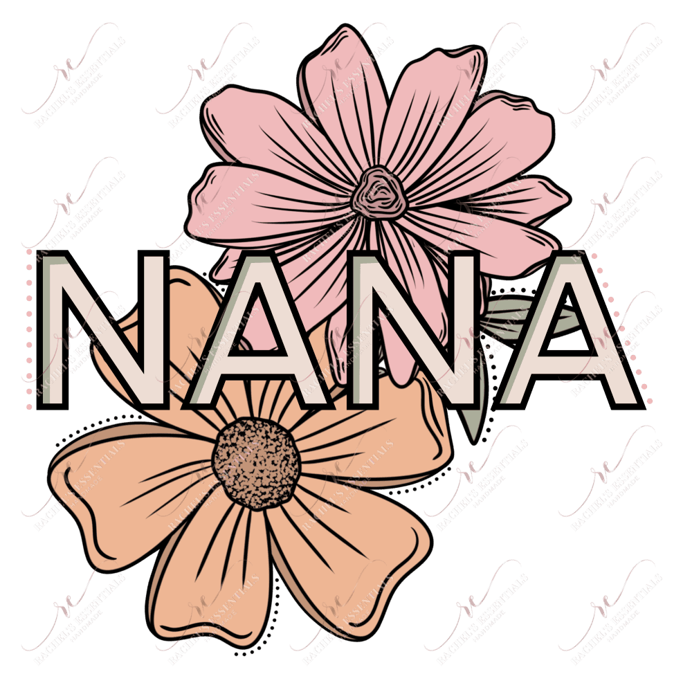 Nana Flowers- Ready To Press Sublimation Transfer Print Sublimation