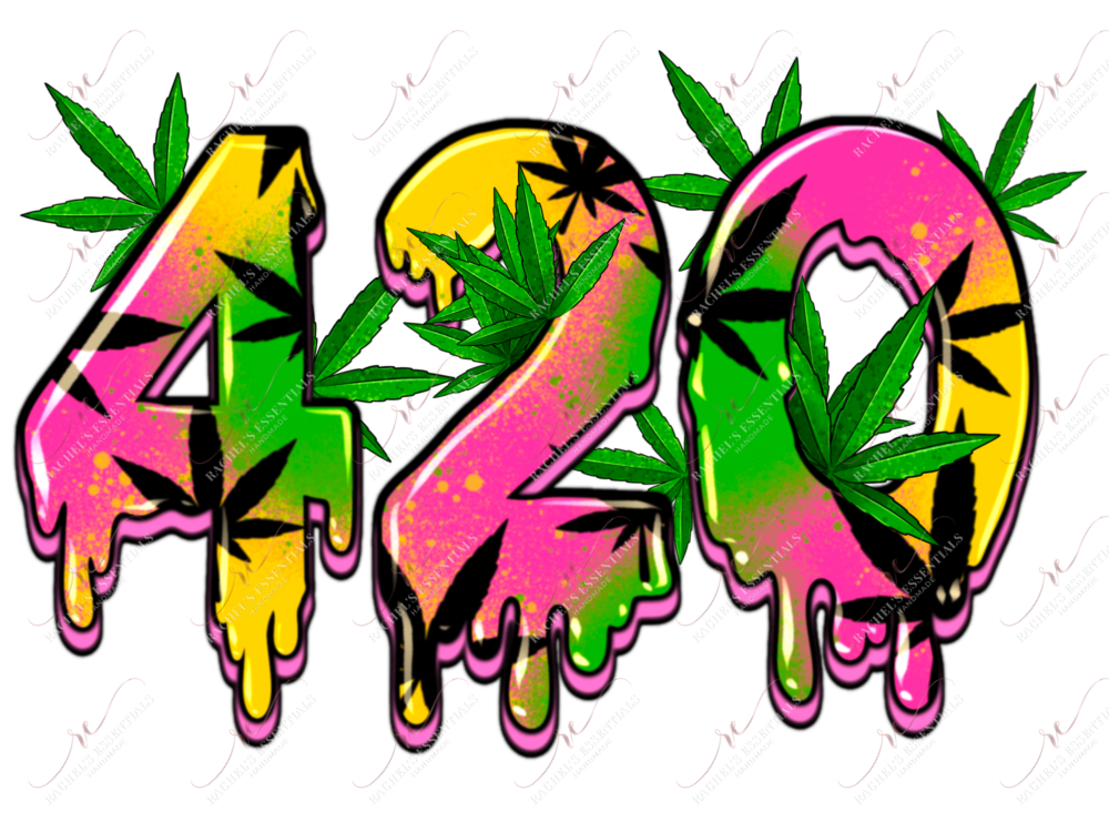 Neon Drippy 420- Clear Cast Decal