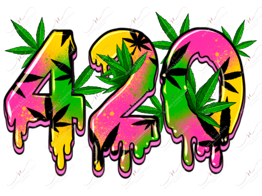 Neon Drippy 420- Clear Cast Decal